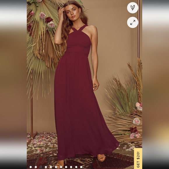 Lulu's Air of Romance Burgundy Maxi Dress - Picture 2 of 5